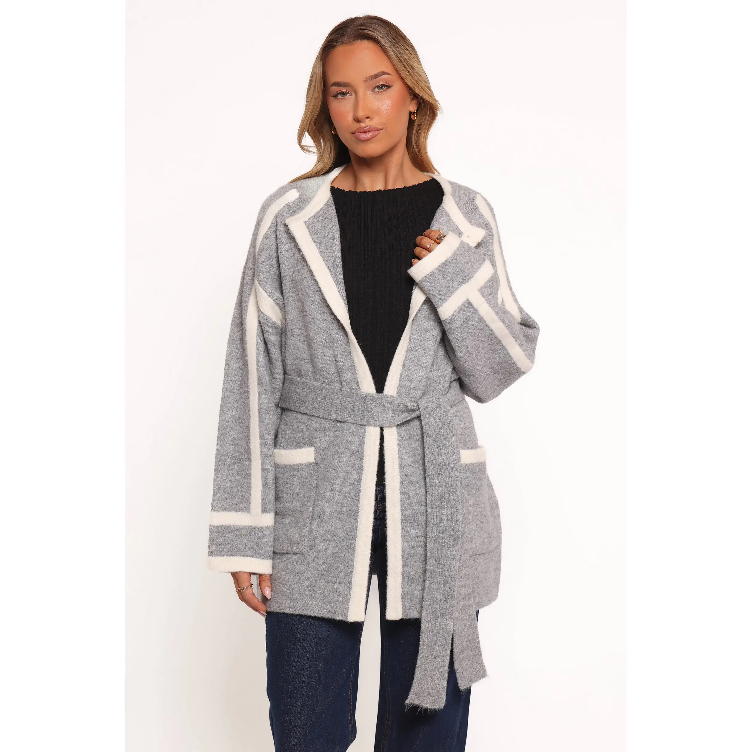 Maloney Tie Front Coatigan - Grey