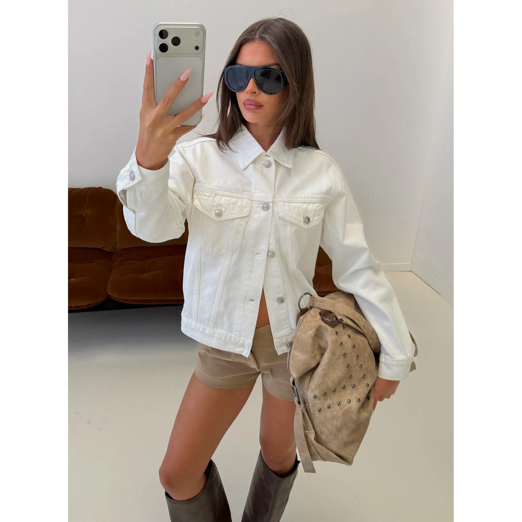Truss Oversized Denim Jacket White Truss Oversized Denim Jacket White