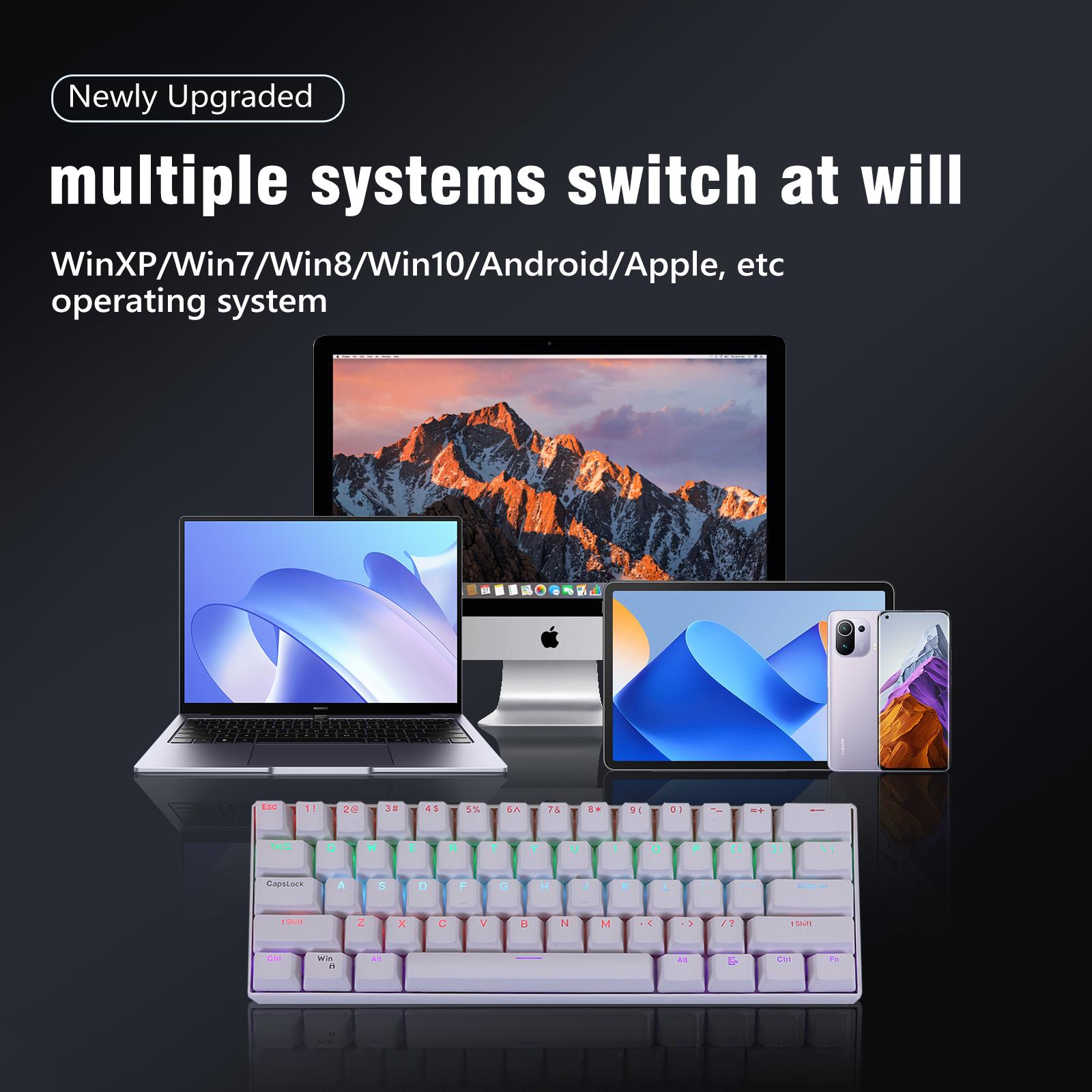 KAVLORN KL61 Hot Swappable 60% Mechanical Keyboard RGB PBT Keycaps Wired Gaming Keyboard For PC Mac
