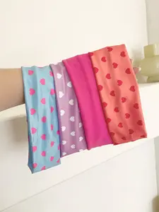 4pcs Multicolor Hairbands Set, Heart & Polka Dot Patterns, Cute & Fresh Design, Perfect for Daily Wear, Ideal Gift for Girls