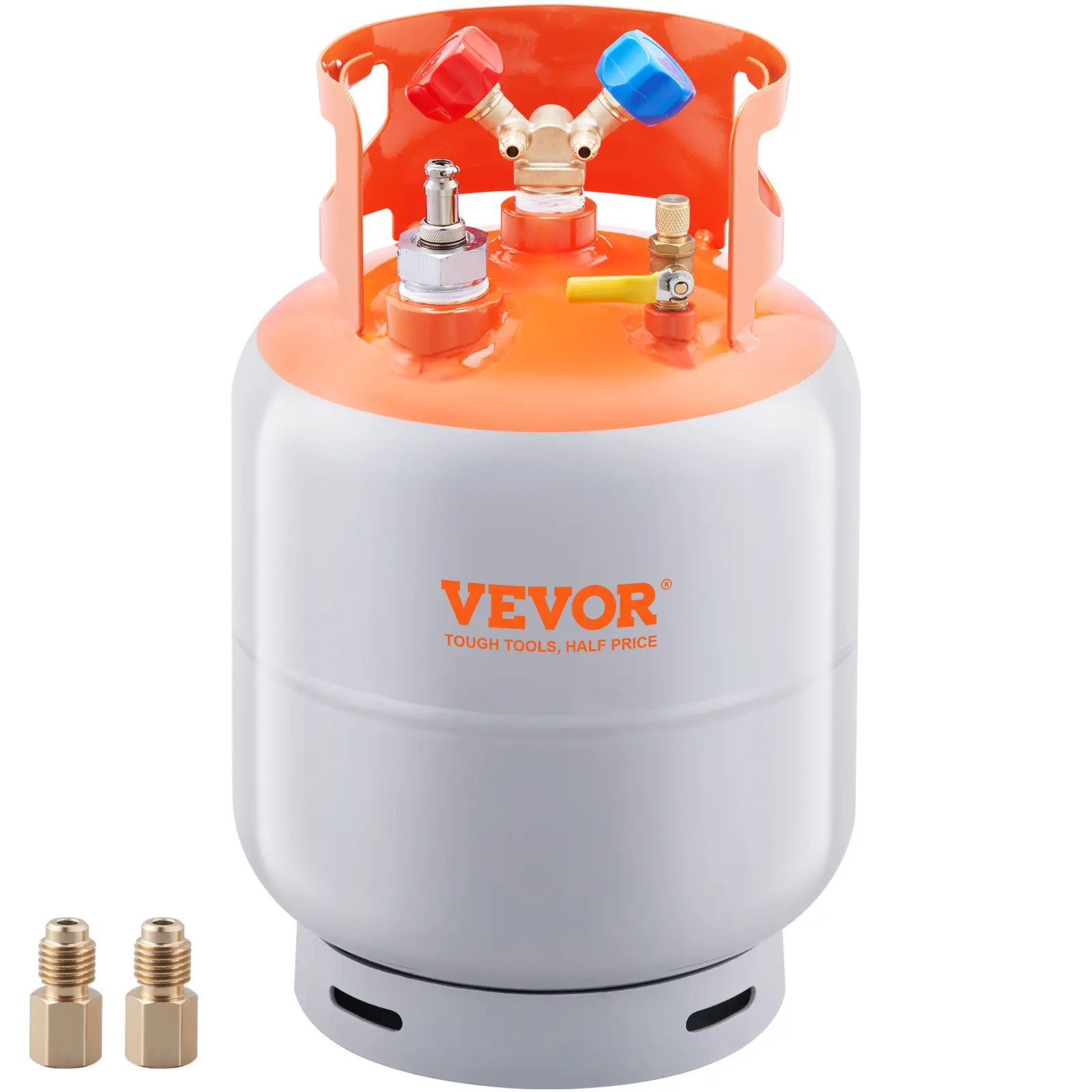 【summerfinds】VEVOR Refrigerant Recovery Tank with Float Switch - 30 lb. Capacity ac Recovery Tank with ¼ to ½ Adaptor, Reusable Recovery Tank HVAC for All Refrigerant, Prevent Overflow, with Trace Amount of N₂