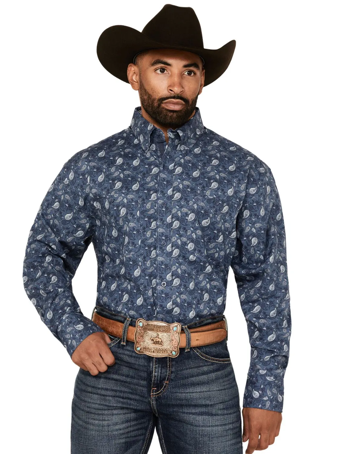 Wrangler Men's George Strait By Men'S Paisley Print Long Sleeve Button-Down - 112360006