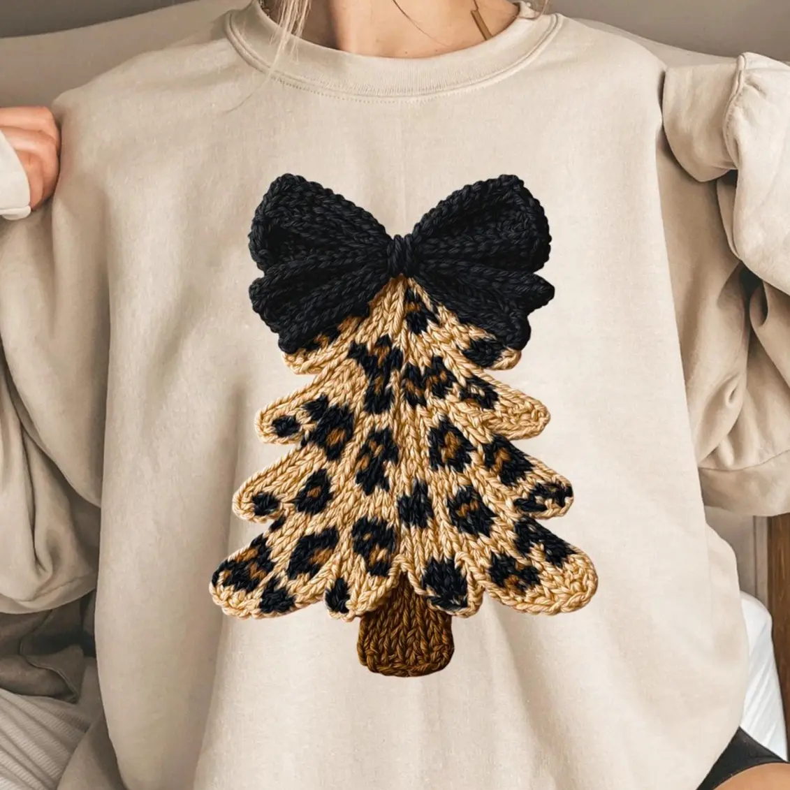 Faux Yarn Women's Gildan Christmas Tree Sweater