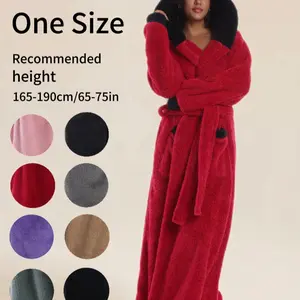 Hooded Elegant Bathrobe Loungewear with Hat and Belt, Pocket, Unisex, Thick, Fall Winter, Holiday Gift, Size 140cm