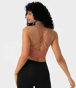 Halara Seamless Flow Low Support Ruched Double Straps Backless Crisscross Sports Bra