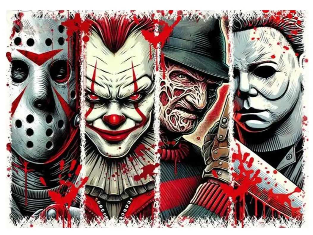 Diamond Painting Kits for Adults Beginners,5D Full Round Drill Horror Movie Diamond Art Kits for Adults,DIY Gem Art Painting and Crafts for Holiday Gifts 12x16 Inch.