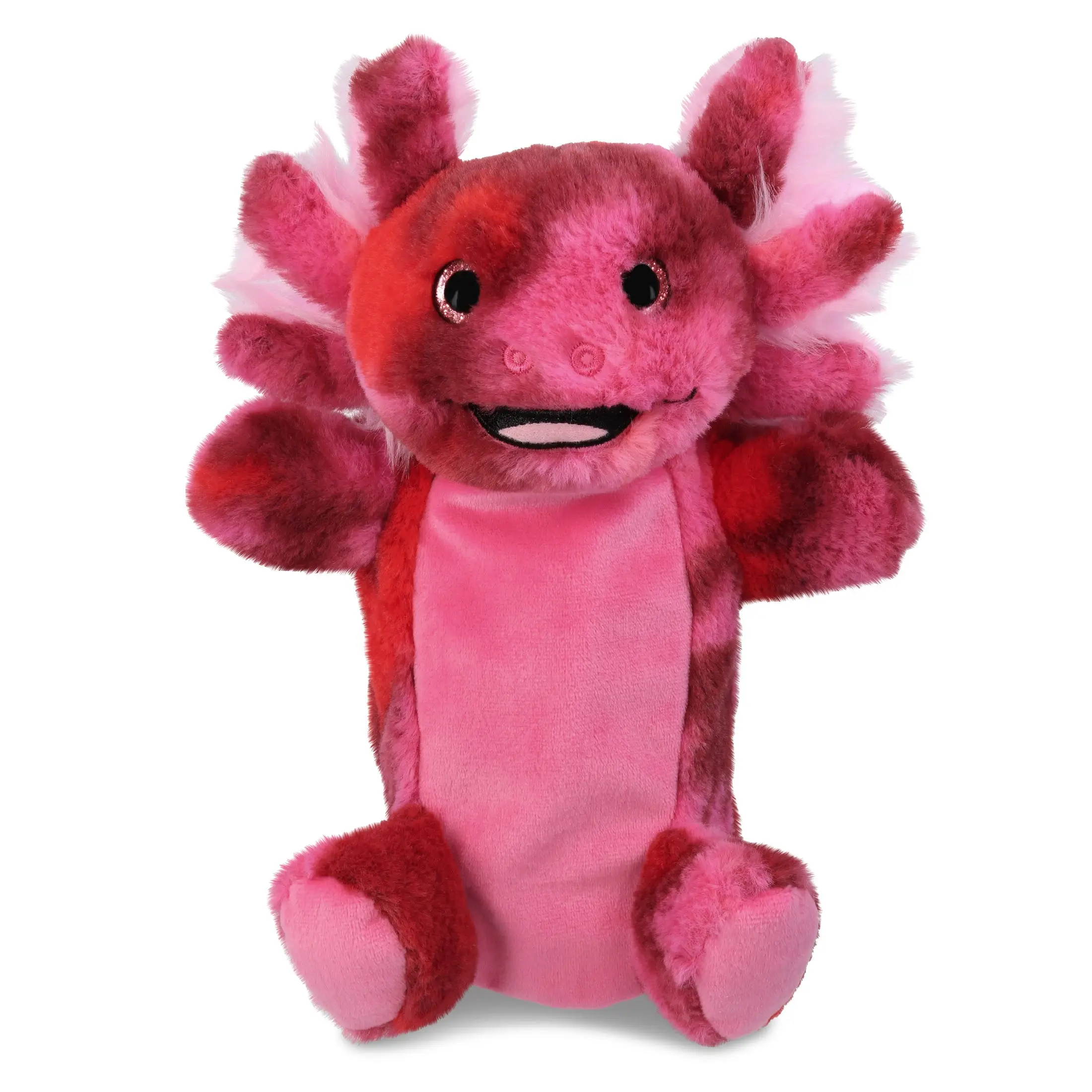 SUPER SOFT PLUSH HAND PUPPET - PINK TIE-DYE AXOLOTL