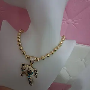 Adjustable Ball Chain 18” with Cartoon   Pendant – Gold Finish