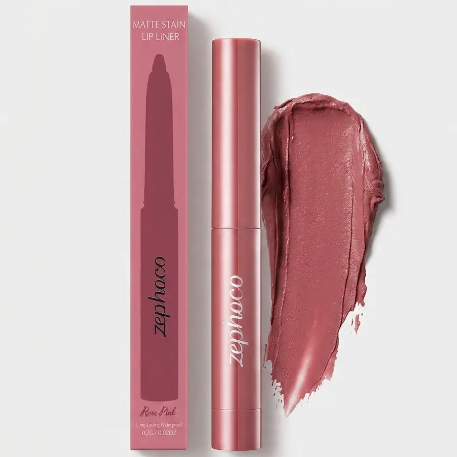 Matte Stain Lip Liner - Rose Pink Shade, Waterproof, Long-Lasting, Creamy Smooth Application, Transfer-Resistant, Natural Lip Shaping for Daily Makeup