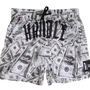Dollar Spray Painting Shorts Men's Basketball Shorts Workout Sport Knee Pants with Pockets Athletic Sweat Walking Summer cloudShorts