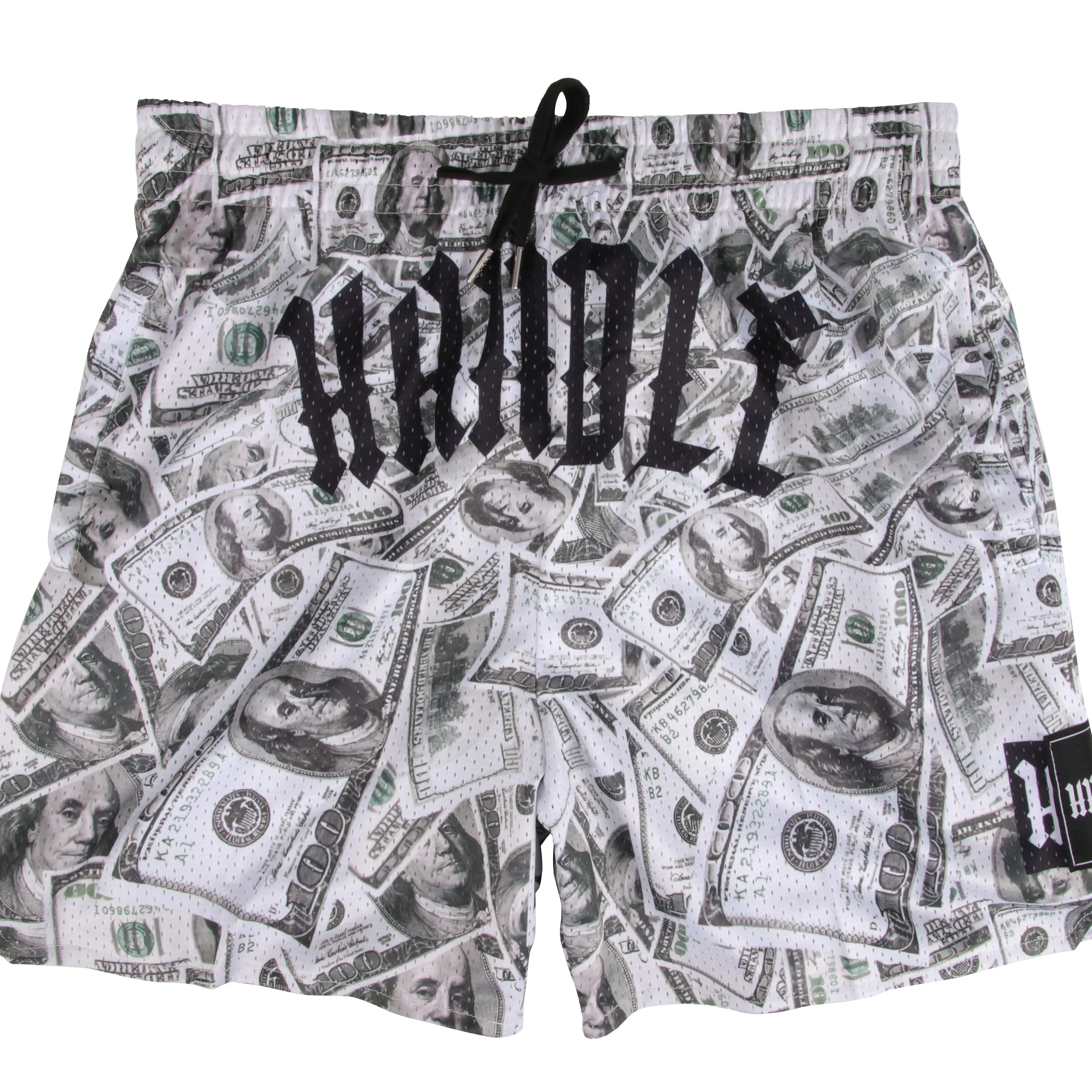 Handle Dollar Spray Unisex Sports Double-Layered Inner Shorts Full Print Drawstring Design Men Women Mesh Basketball Shorts 4 Pockets 5.5 Inseam