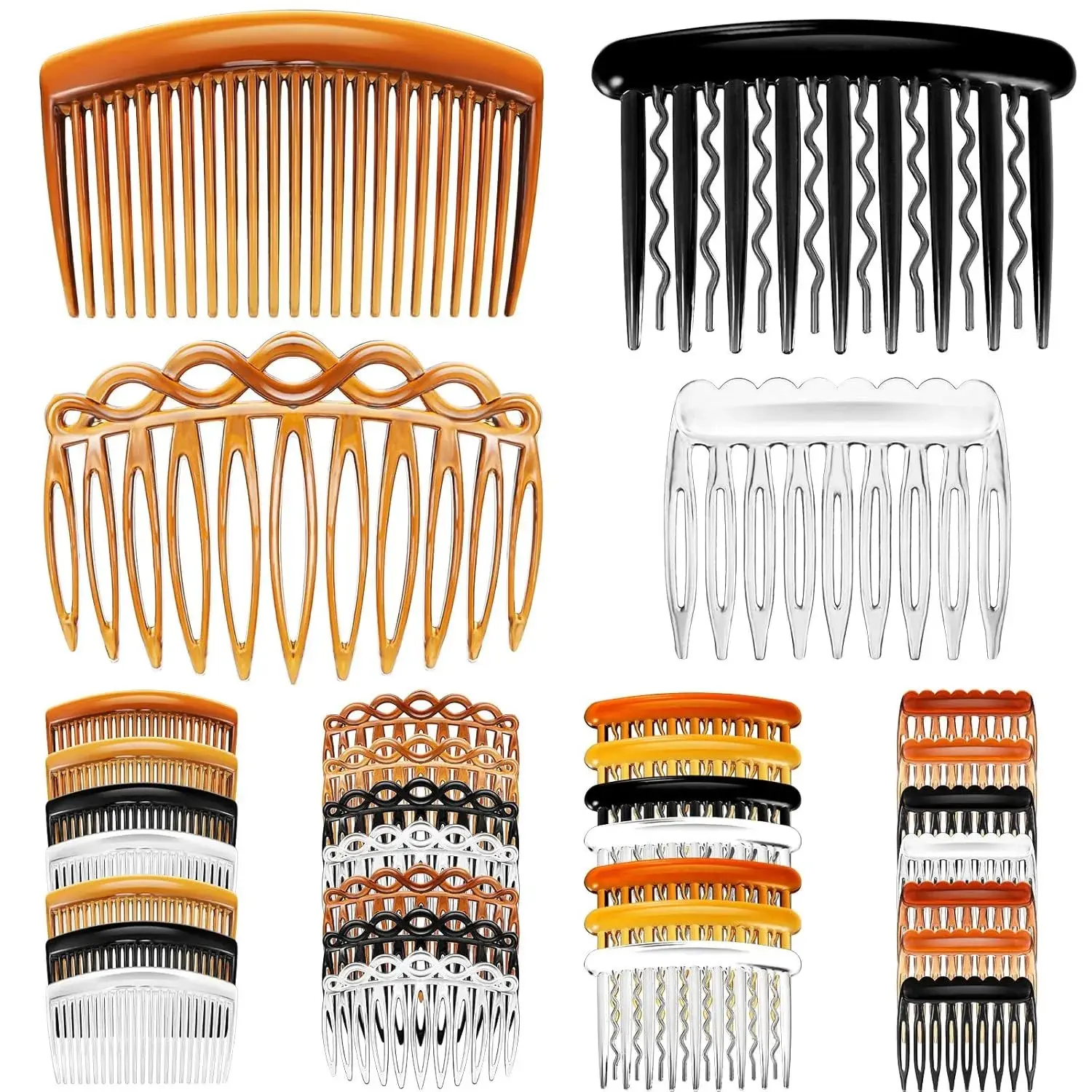 32 Pieces French Hair Side Combs Set Plastic Twist Comb with Hair Clip Bridal Wedding Veil Accessories for Girls Women(9/11/17/23 Teeth)