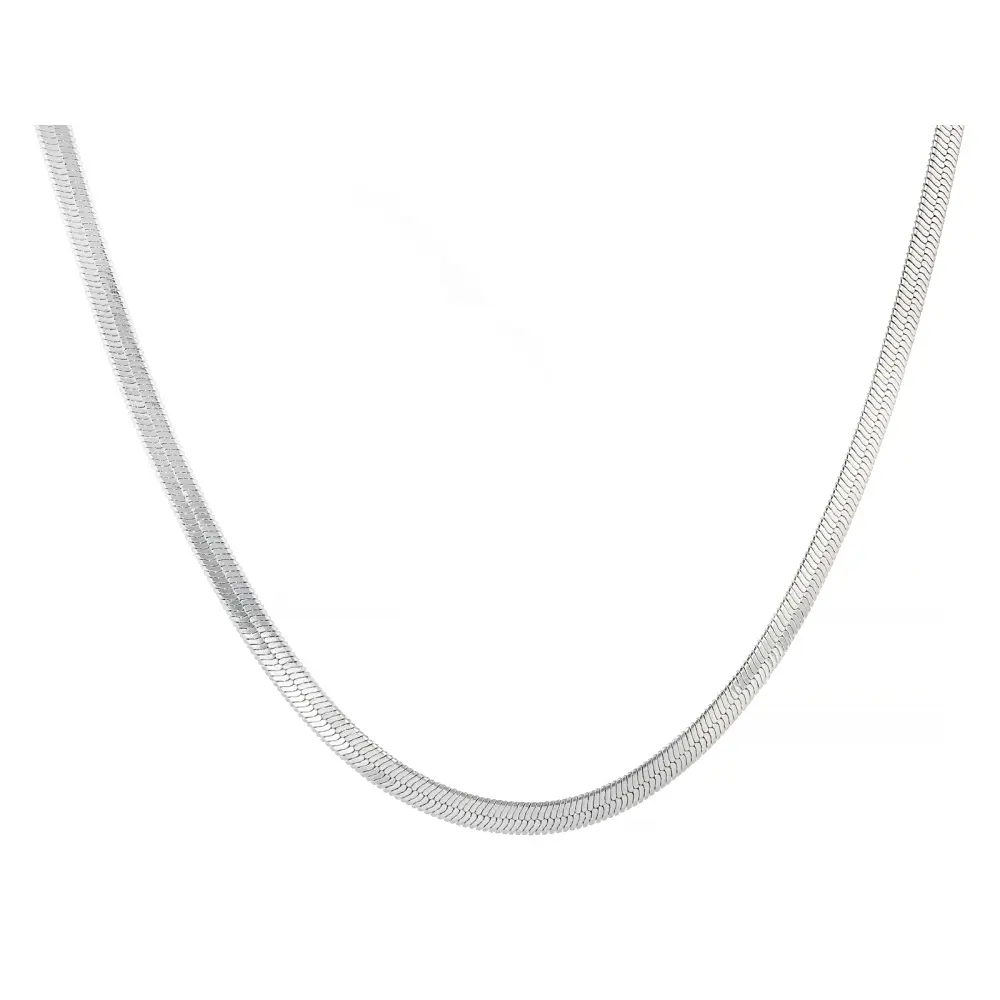 JTV Rhodium-Plated 2.9mm Polished Herringbone Jewelry Necklace, 20in Chain for DIY Beading & Jewelry Making Projects