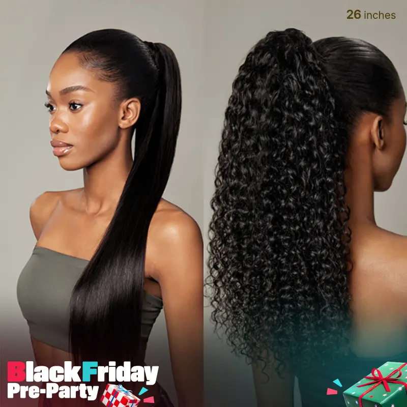 Frodio 100% Human Hair High-Density 10-Sec Ponytail Hairstyle Drawstring Ponytail Hair Extensions Ponytail Black Girls Valentine's Day #blackfriday#friendsgiving#christmasgift