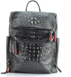 Croc Embossed Leather Backpack