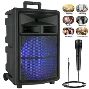 Portable Party Speaker With Microphone 15” Woofer  LED Light  Rechargeable Bluetooth Speaker Wireless