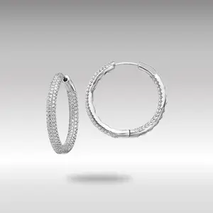 White 14K Gold 1 1/2Ctw Hinged Hoop Diamond Earrings - Model EM5440-150-WA