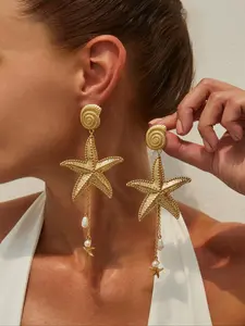 Starfish Design Dangle Earrings, Fashionable Jewelry for Women, Daily Clothing Decor, Trendy All-match & Exquisite Jewelry for Birthday Gift