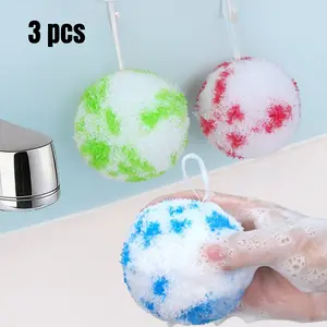 Magic Cleaning Balls 3PCS, Reusable Bathroom Scrubber , Portable No-Chemical Scrubber Kit for Bathtub, Faucet，Wash Basin, Kitchen Sink& Household Deep Cleaning,Easy Wall-Mounted Storage