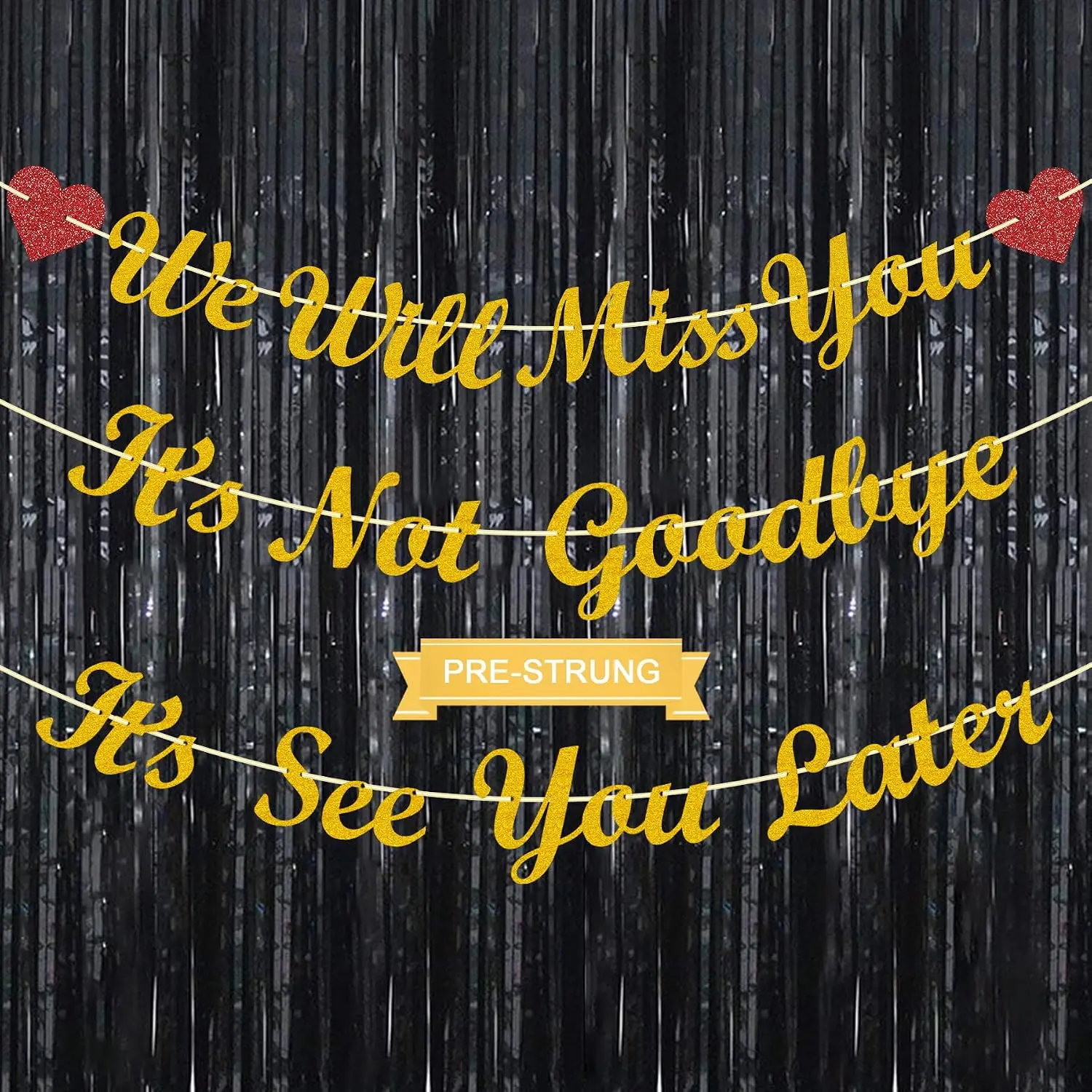We Will Miss You It’s Not Goodbye It’s See You Later Banner, Pre-Strung Retirement Banner for Farewell Goodbye Party Decorations, Gold