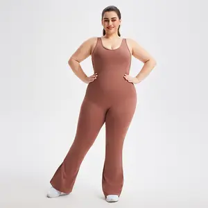 AFZ Plus Size Flare Backless Jumpsuit for Women - One Piece Jumpsuit with Comfortable Sleeves, Casual and Detachable Style