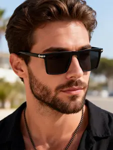 Men's Rectangular Vintage Lightweight Durable Sunglasses, Perfect for Driving, Casual Activities, Beach Vacations, Stylish and Comfortable