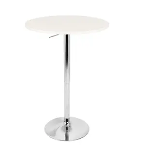 212 MAIN Adjustable Height Round Top Bar Table - Indoor Use, Chrome Base