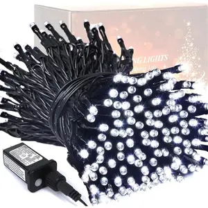 200 LED White Christmas Lights Outdoor, 66ft Christmas Tree Lights Green Wire, 8 Modes  Twinkle String Lights Plug in for Xmas Wedding Party Indoor Decoration