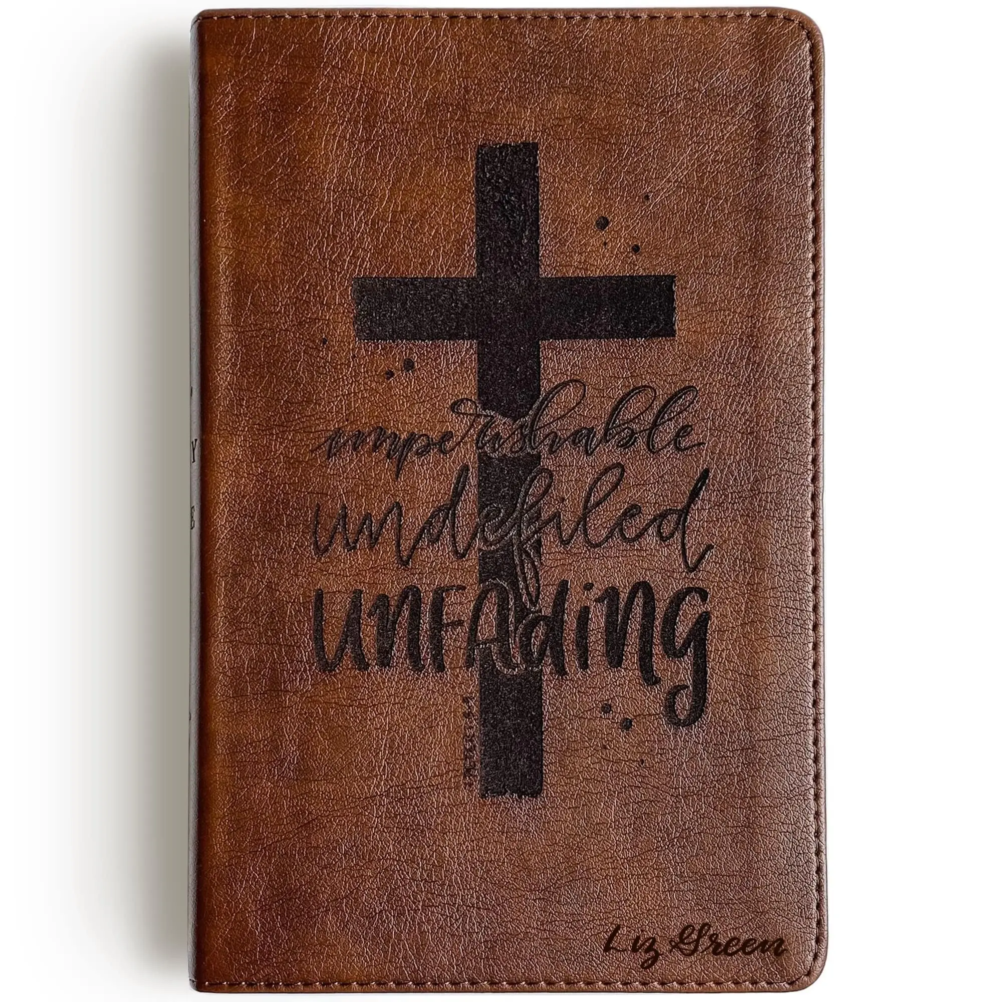 Personalized ESV Concise Study Bible - Brown - Imperishable, Undefiled, Unfading - Hand Lettered and Engraved