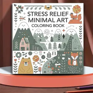 Adult Coloring Book with 20 Pages of Minimalist Art for Relaxation, Creative Doodle Notebook for Friends Gatherings, Perfect for Stress Relief, Smooth Coloring Experience