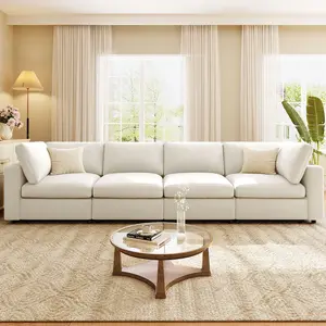 133.5 Inch U-Shaped Modular Sectional Sofa with Storage Compartments, Built-in Bluetooth Speaker in Armrest, Wireless Charging Pad and USB Ports, Upholstered Convertible Couch for Living Room, Apartment, Family Room, Beige