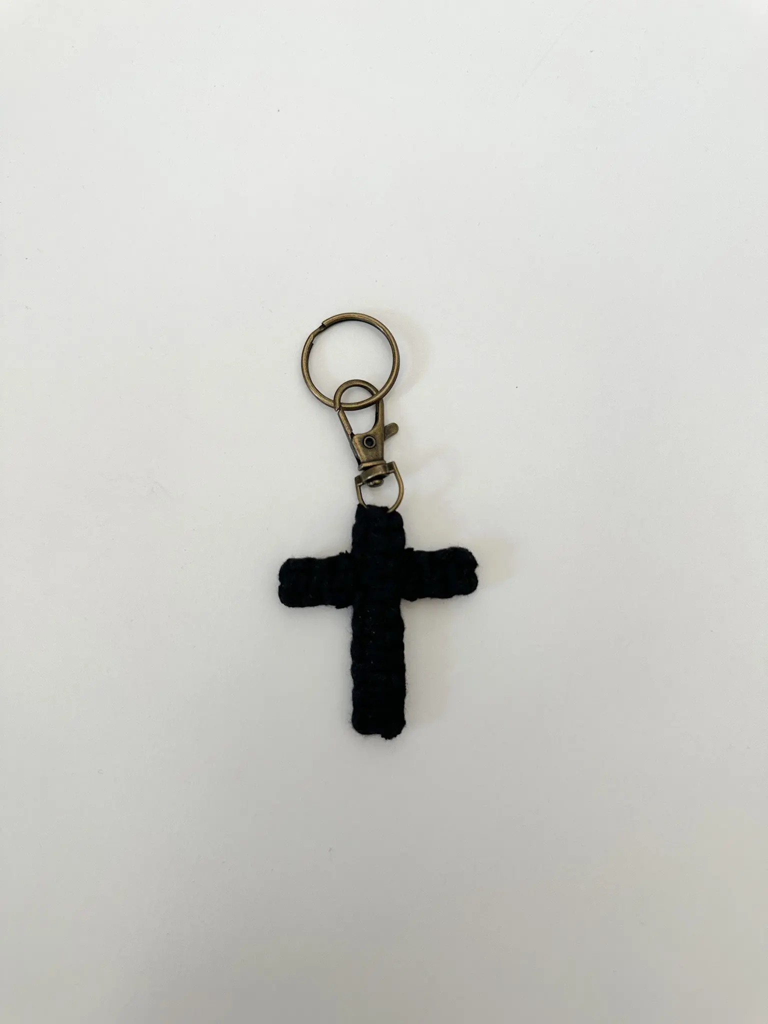 Macrame Cross Keychain - Black