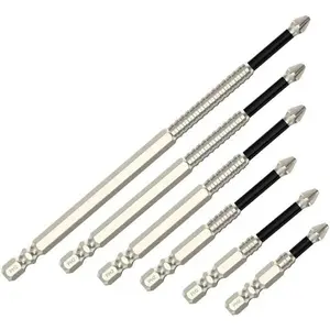 High-Magnetic Screwdriver Drill Bit Set,Screwdriver Bit Alloy Steel Anti-Slip Long Drill Bits 1/4 Hex Shank PH2 Head Screwdriver Bit Hand Tools (1set)