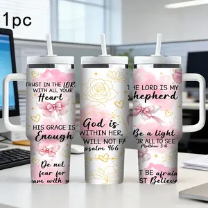 40oz /32oz /30oz /20oz / 18oz / 17oz  /10.5oz Insulated Tumbler with Handle | Christian Bible Verse Print | Trust in the Lord Stainless Steel Vacuum Travel Mug | Leakproof Thermal Cup for Hot/Cold Drinks | Perfect Religious Gift for Women