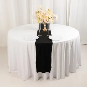 Scuba Polyester Table Runner 12"x108" Black - Wrinkle-Free Table Linen for Events & Weddings