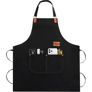 Apron for Men Women, Chef Apron with Adjustable Neck Strap, Heavy Duty Apron with Pockets, for Cooking, Gardening