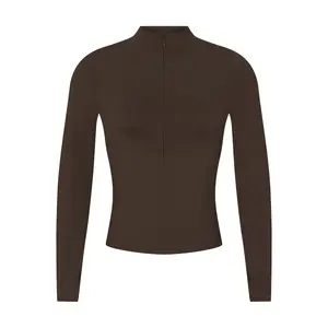 NikeSKIMS MATTE ZIP FRONT TOP | DARK SEPIA