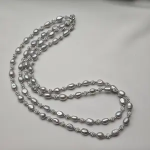 N553 Fresh Water Madama Pearl double layer Full Strand Necklace