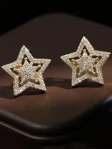 Cute Star Hollow Design for Women, Daily Wear Jewelry Gift, Synthetic Zirconia Inlay, High Quality Earrings