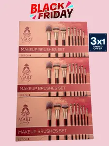 3 SETS MAR'F BEAUTY BRUSHES SET OF 9 PROFESSIONAL MAKEUP TOOLS