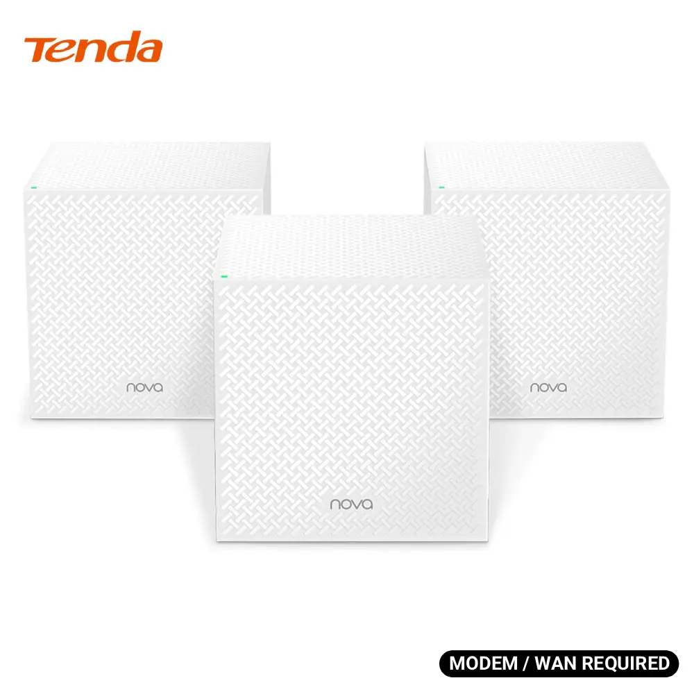 Tenda Nova Mesh WiFi System MW12 (3 Pack) - Covers up to 4000 sq.ft - Tri-Band AC2100 Whole Home WiFi Mesh System - Gigabit Mesh Router for 100+ Devices - Tri-Band Mesh Network - 3 Gigabit Ports