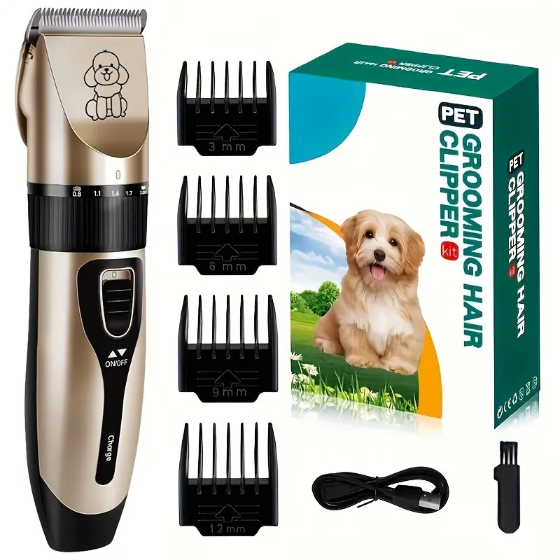 Aovdy Cordless Rechargeable Dog Clippers Grooming Kit with Groomer Tools - Low Noise Electric Pet Shaver for Thick-Coated Dogs, Cats