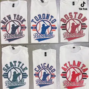 Vintage Baseball Tees White Color Retro Established City Baseball Sweatshirt Sports Unisex Crewneck Sweatshirt Sublimation Print Casual Graphic Top - BM