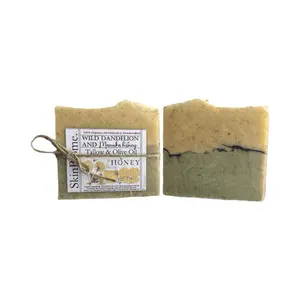 Wild Dandelion & Manuka Honey Tallow Soap Bar – All Natural Grass Fed Tallow Soap – Moisturizing Face & Body Wash Great for Eczema, Dry, Itchy, Sensitive Skin