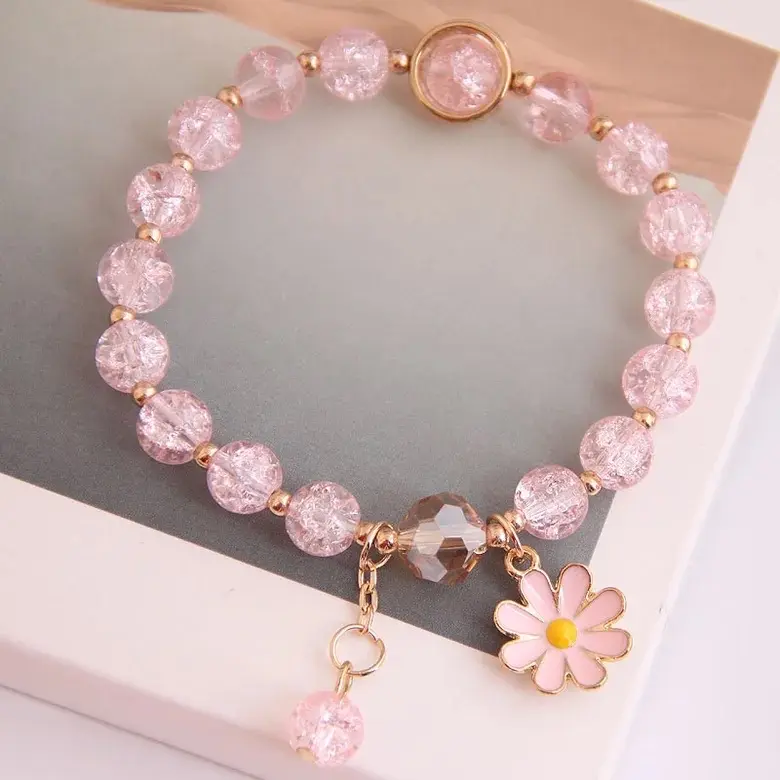 Daisy Beaded Bracelet - Pink