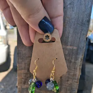 Glass Bead Earrings with Multicolor Beads and Gold Hooks for Stylish Accessory