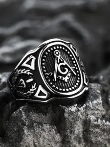 Dark style retro stainless steel fashion unique, like men's rings, versatile and domineering and high-end feel, solid Masonic AG ring
