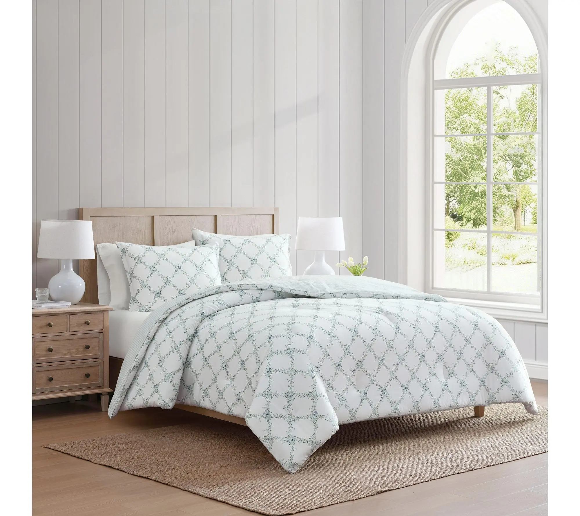 Martha Stewart Romantic Trellis Blue/Green KingComforter Set