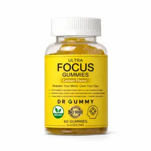 Ultra Focus Gummies for Adults – Focus & Concentration Support with DHA (Algae) + Phosphatidylserine, Lion’s Mane, Bacopa, Ginkgo & Magnesium L-Threonate – Lemon, 60 Gummies
