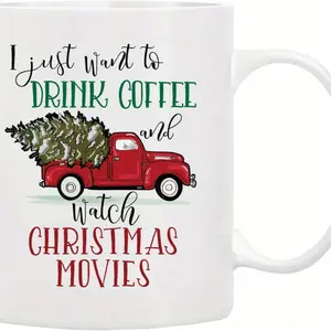 11oz/15oz I Just Want To Watch Movie Tree Truck Ceramic Coffee Mug, Best Gifts For Christmast, Gift for commercial Drinkware Beverage